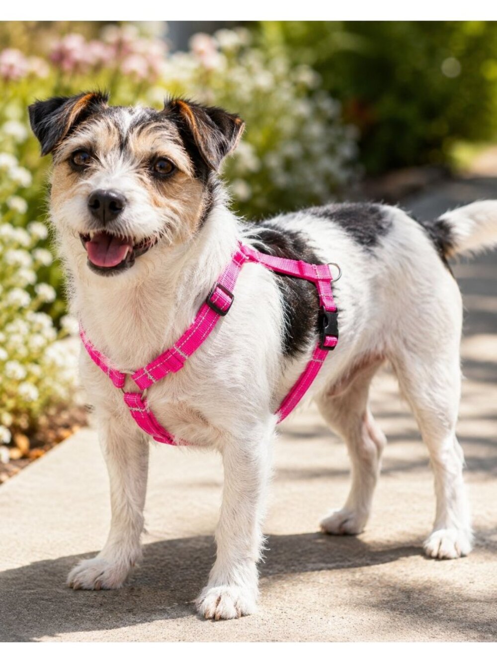 Reflective Pink Adjustable Dog Harness For Small Breeds